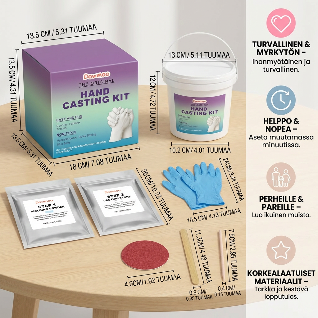 Kädenjälkisarja perheille ja pareille – 3D kipsinen muistoesinesetti