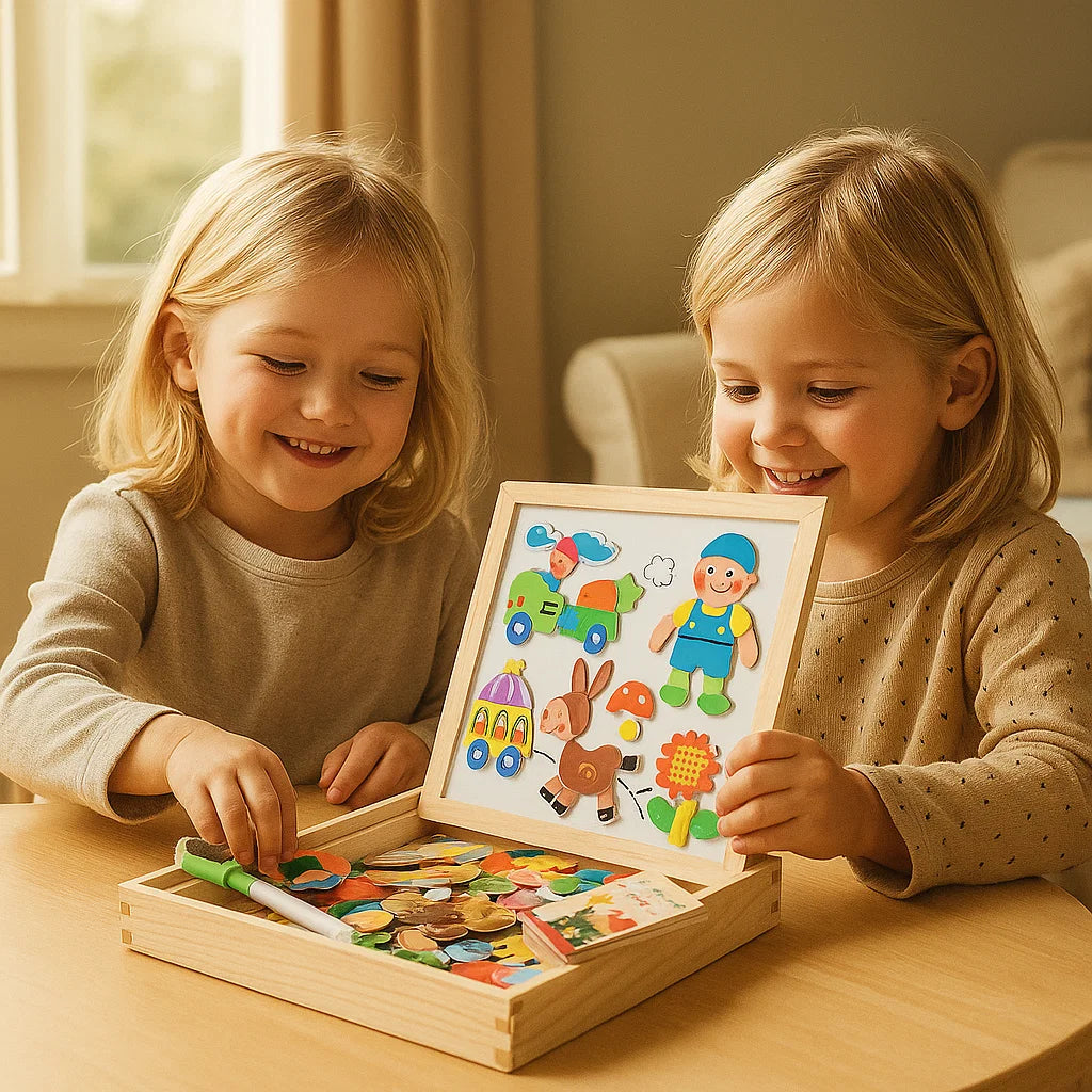 Magneettinen palapelilauta lapsille | Luova oppimislelu, jossa on piirustus- ja muotojen yhdistämisominaisuuksia