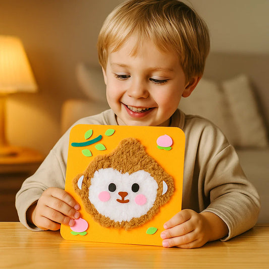 DIY eläinten askartelupakkaus lapsille | Luova käsintehty materiaalipakkaus sarjakuvatarroilla hauskaan oppimiseen ja leikkimiseen