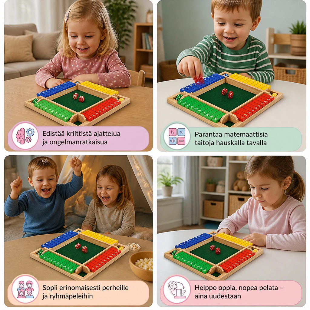 Shut the Box -perhepeli – neljän pelaajan setti
