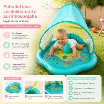 Puhallettava vesileikkimatto vauvoille aurinkosuojalla – täydellinen kesään