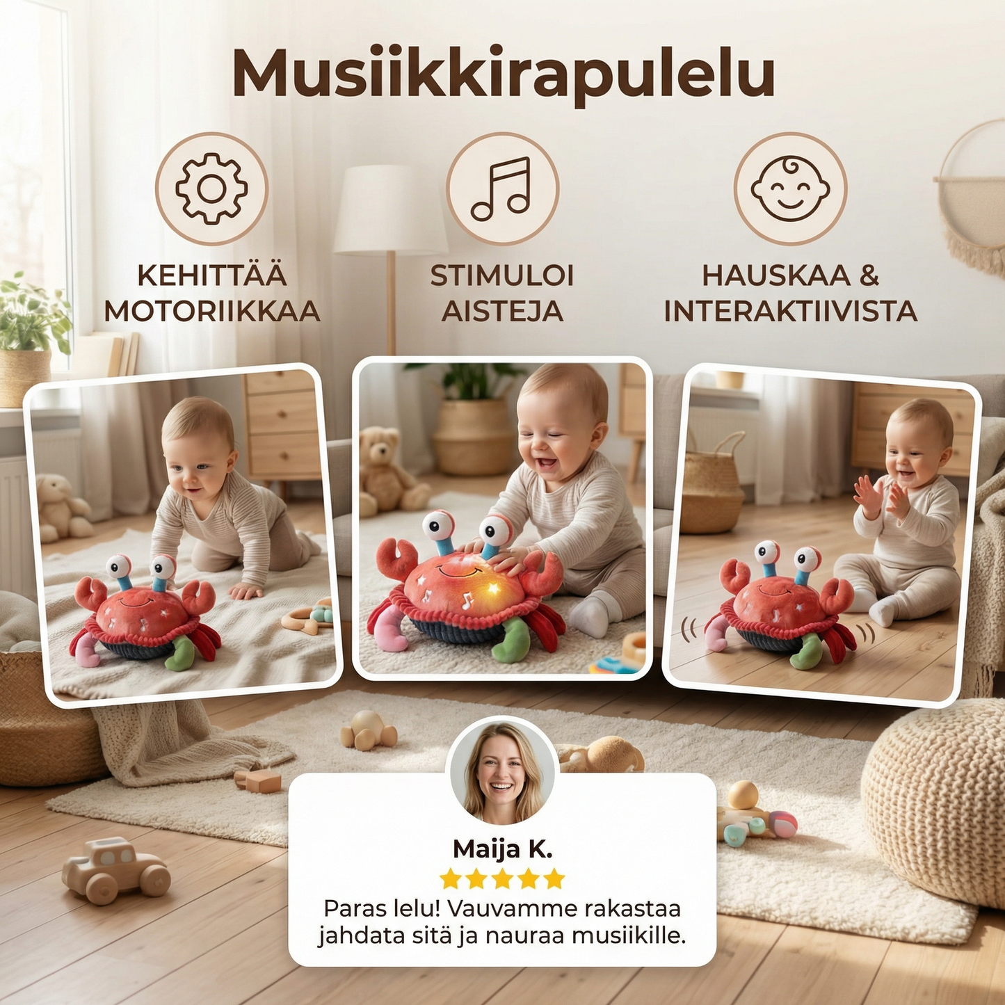 Musiikkirapulelu puhetoiminnolla – liikkuva oppimislelu vauvoille