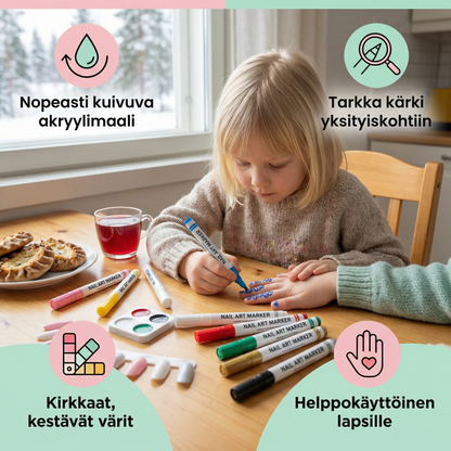 Kynsitaidetussisetti tarkalla kärjellä – akryylimaalikynät hienoihin kynsikuvioihin