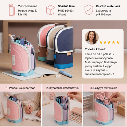 2-in-1 pop-up -penaali kynätelineellä – tilaa säästävä pöytäjärjestäjä