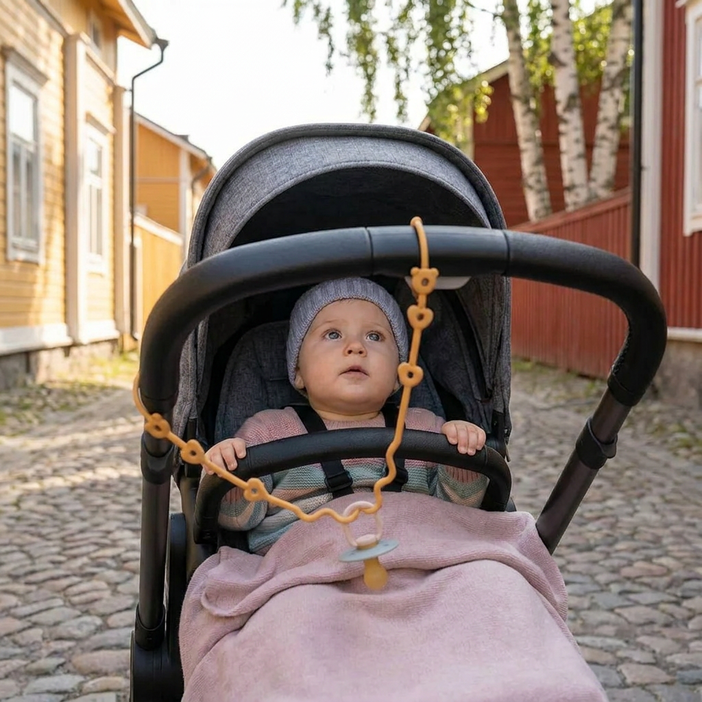 Silikoninen vauvan ketju katoamisenestolla – tuteille ja leluille (5 kpl)