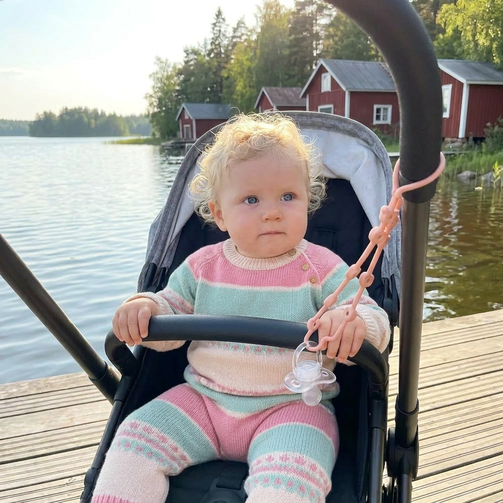 Silikoninen vauvan ketju katoamisenestolla – tuteille ja leluille (5 kpl)