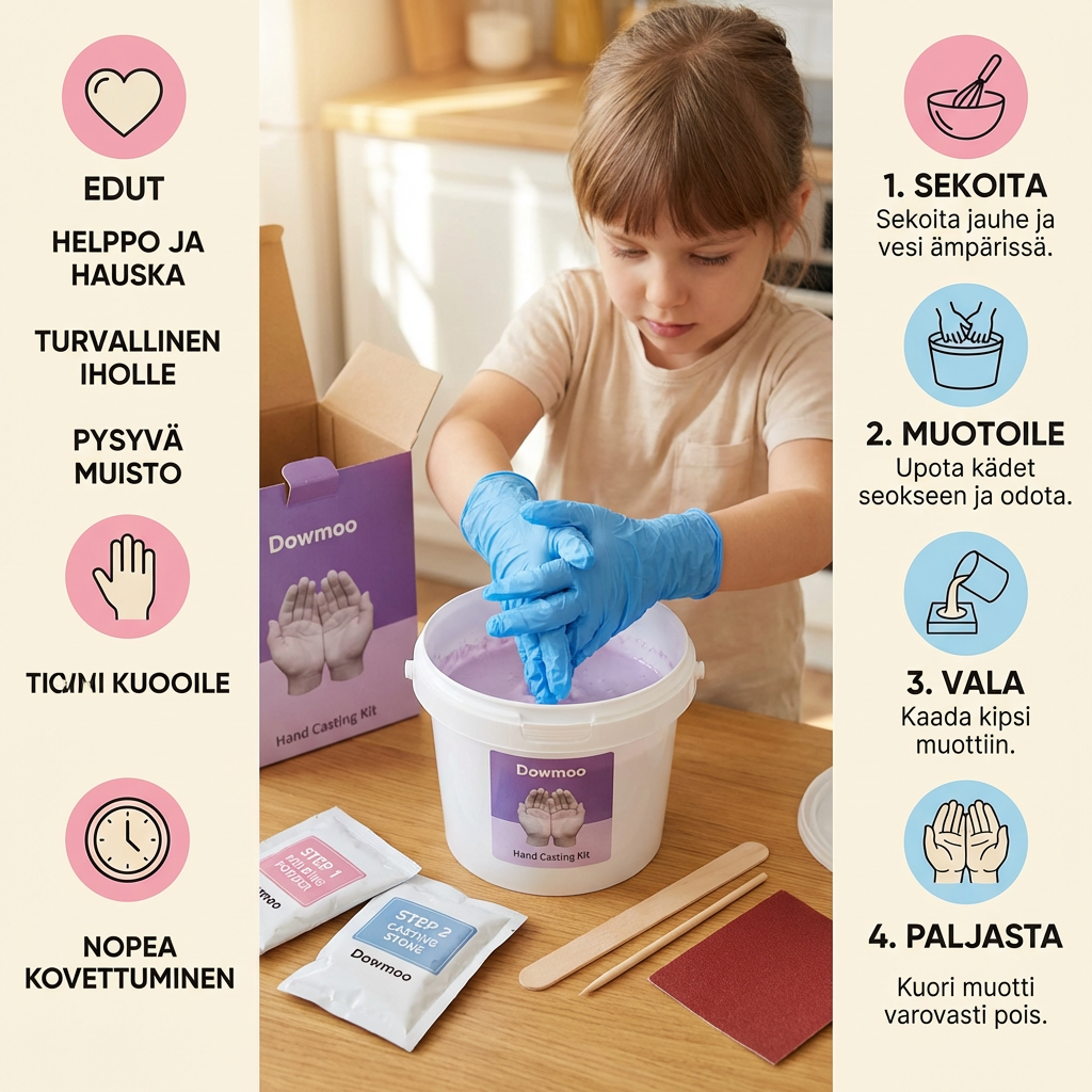 Kädenjälkisarja perheille ja pareille – 3D kipsinen muistoesinesetti