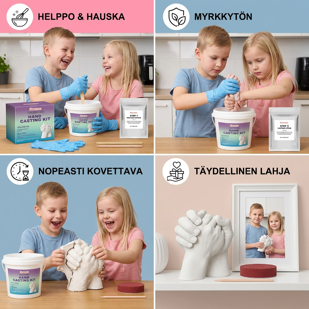 Kädenjälkisarja perheille ja pareille – 3D kipsinen muistoesinesetti
