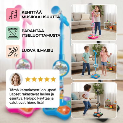 Lasten karaokesetti mikrofonilla ja telineellä – Musiikillinen oppimislelu