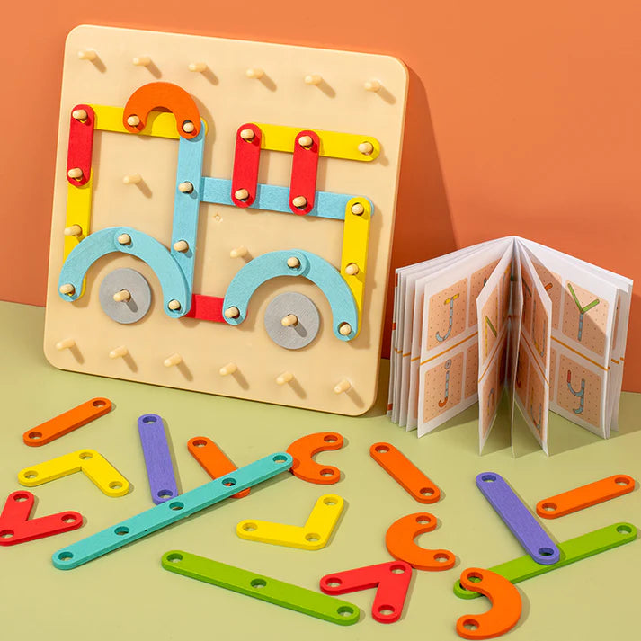 Montessori - taulupalapeli lapsille | Luova muodon yhdistävä lelu, jossa on kirjaimia ja numeroita varhaiseen oppimiseen