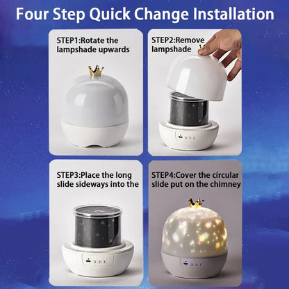 Tähtihimmelin projektorin yövalo | Pyörivä led - lamppu musiikilla ja kohtauskuvilla rentouttavaan tunnelmaan