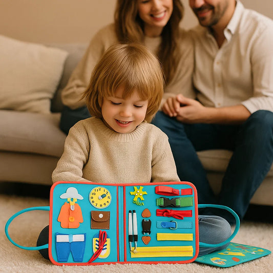 Montessori - aktiviteettitaulu pikkulapsille | Huopatoimintakirja numeroiden, kirjainten ja motoristen taitojen oppimiseen