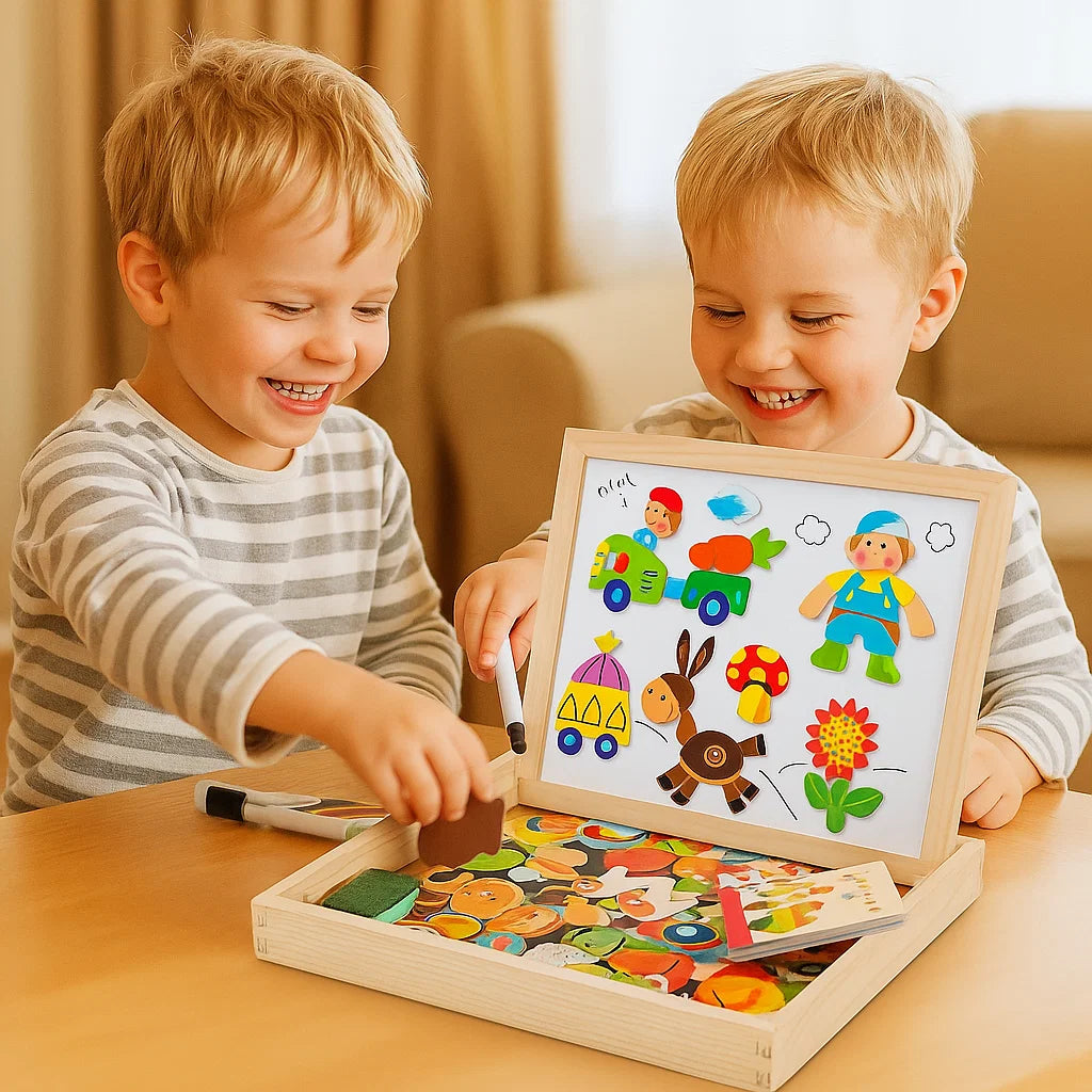 Magneettinen palapelilauta lapsille | Luova oppimislelu, jossa on piirustus- ja muotojen yhdistämisominaisuuksia