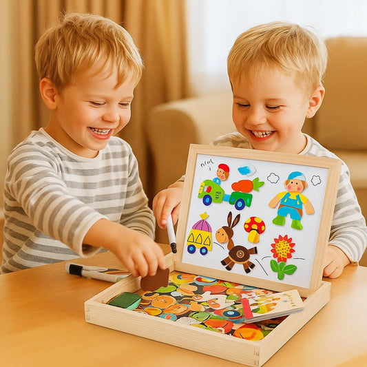 Magneettinen palapelilauta lapsille | Luova oppimislelu, jossa on piirustus- ja muotojen yhdistämisominaisuuksia