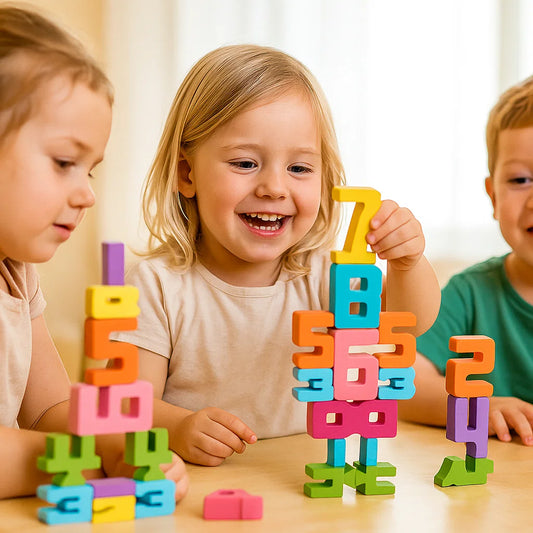 Kolmikulmaiset numeropalikat lapsille | Värikäs pinoamislelu laskemiseen, logiikkaan ja matematiikan oppimiseen