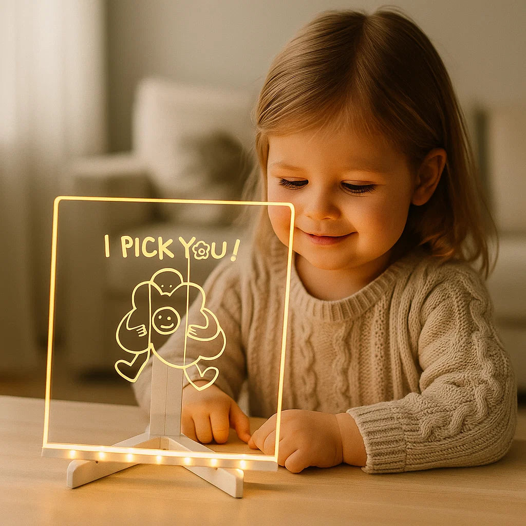 LED - kirjoitus- ja piirustustaulu lapsille | Uudelleenkäytettävä valaiseva pinta luovaan muistiinpanojen tekemiseen, taiteeseen ja oppimiseen