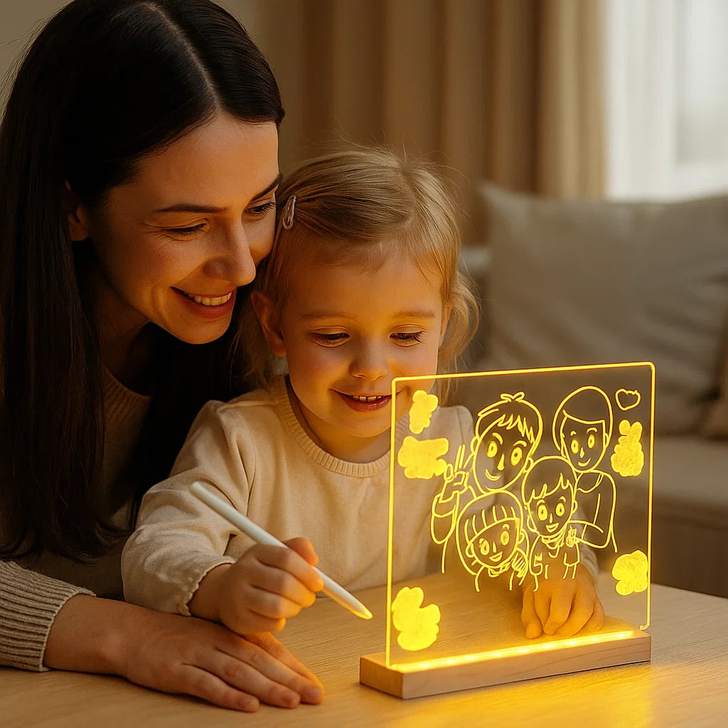 LED - kirjoitus- ja piirustustaulu lapsille | Uudelleenkäytettävä valaiseva pinta luovaan muistiinpanojen tekemiseen, taiteeseen ja oppimiseen