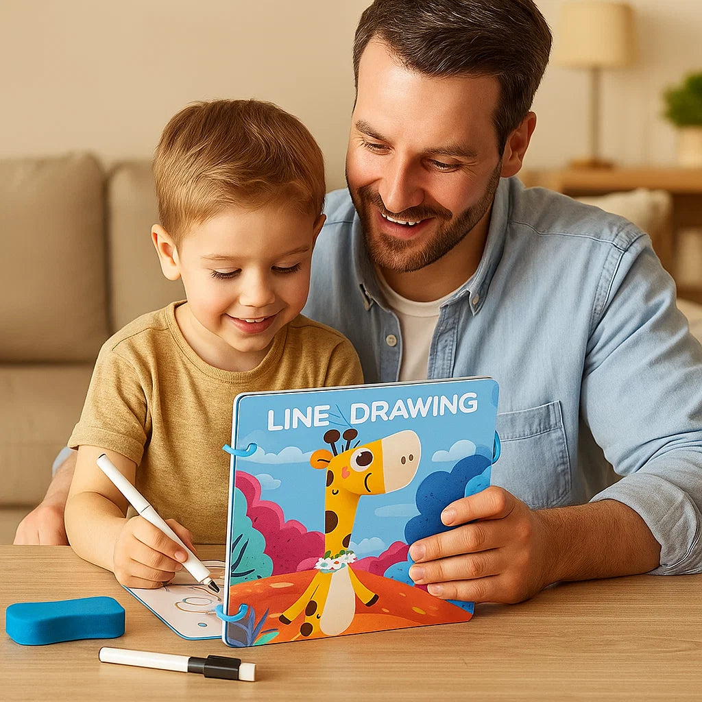 Kynänhallinnan harjoituskirja lapsille | Uudelleenkäytettävä piirustusharjoitus, joka lisää keskittymiskykyä ja silmä - käsi - koordinaatiota