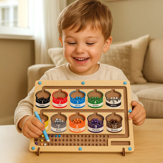 Magneettinen puinen laskutaulu | Värilajittelupeli kynällä varhaiskasvatukseen ja hienomotoriikkaan