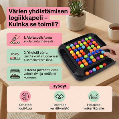 Värien yhdistämisen logiikkapeli – interaktiivinen kuula-ajattelupeli lapsille ja aikuisille