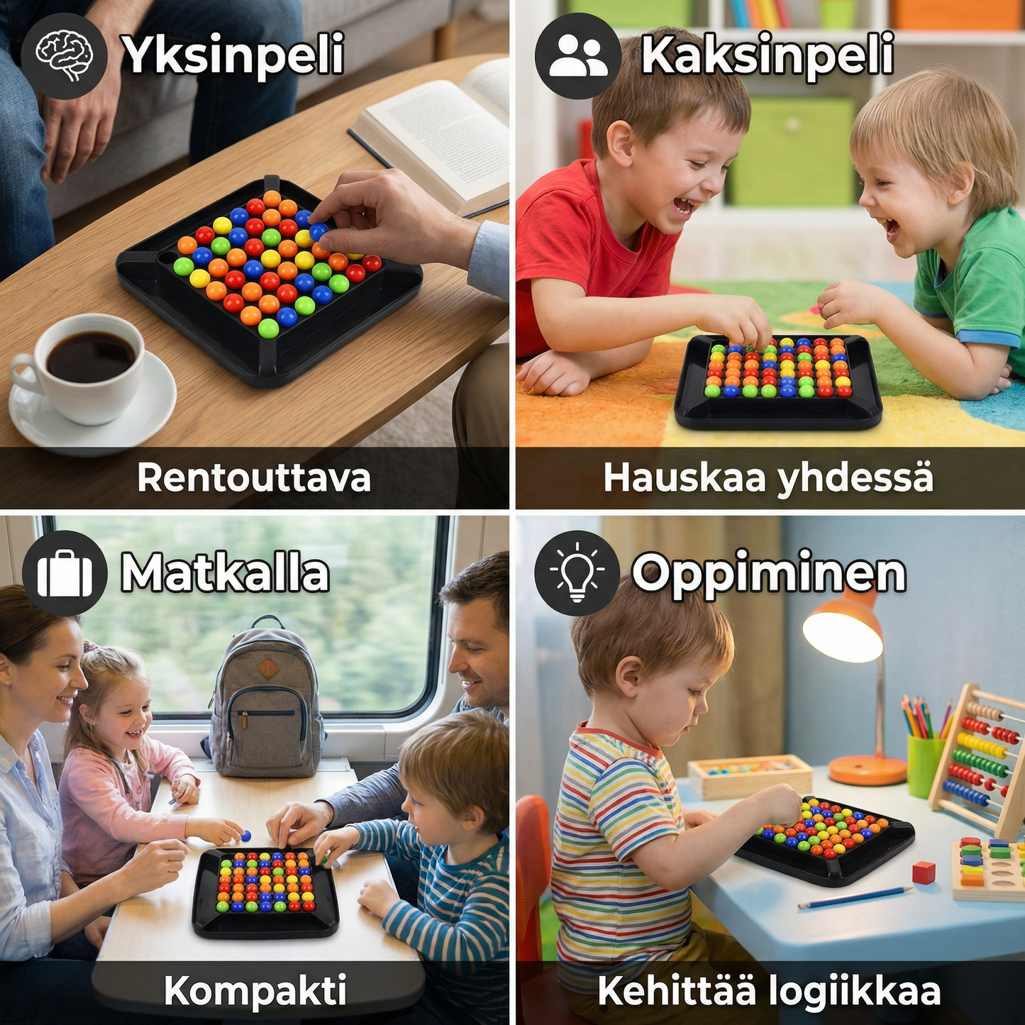 Värien yhdistämisen logiikkapeli – interaktiivinen kuula-ajattelupeli lapsille ja aikuisille