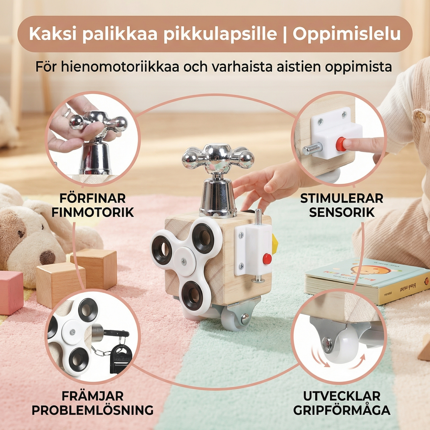Kaksi palikkaa pikkulapsille | Oppimislelu hienomotoriikkaa ja varhaista aistien oppimista varten