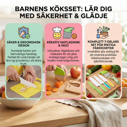 Lasten veitsisarja | Turvalliset ja hauskat keittiötyökalut, joilla opit leikkaamaan hedelmiä ja vihanneksia