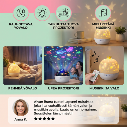 2-in-1 lasten yövalo ja projektori